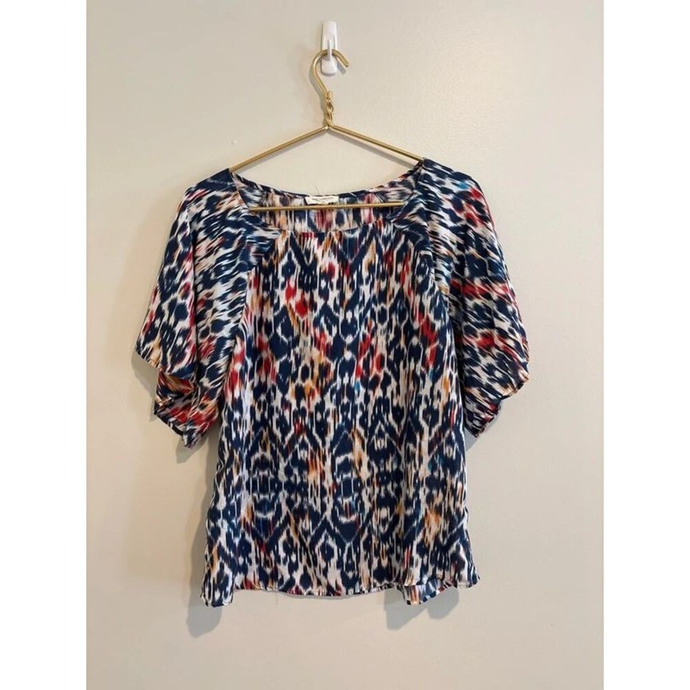 Beach lunch Lounge Blue Abstract Blouse Small